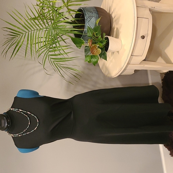 High Neck Asymmetric Midi Skater Dress - Picture 5 of 9